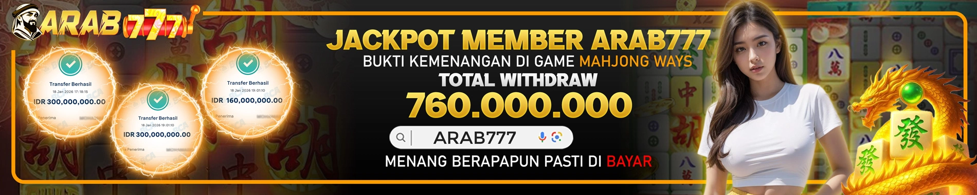 JACKPOT MEMBER ARAB777 PG SOFT